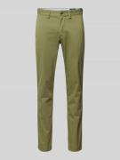 Slim stretch fit chino met riemlussen