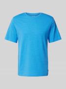 T-shirt met geribde ronde hals