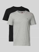 Slim fit T-shirt met logostitching in een set van 2 stuks