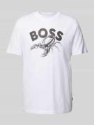 T-shirt met label- en motiefprint, model 'Bossfish'