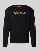 Sweatshirt met labelprint en ritszak