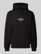 Hoodie met labelprint en kangoeroezak