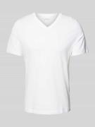 Regular fit T-shirt van puur katoen met V-hals