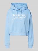 Korte hoodie met labelprint