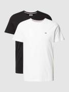 Slim fit T-shirt met labelstitching in een set van 2 stuks