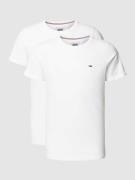 Slim fit T-shirt met labelstitching in een set van 2 stuks