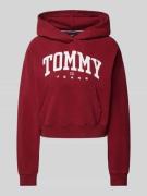 Korte hoodie met labelprint, model 'VARSITY'