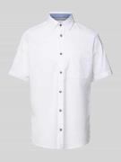 Regular fit linnen overhemd met korte mouwen