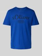 Regular fit T-shirt van puur katoen met labelprint met statement