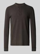 Shirt met lange mouwen en serafinohals, model 'Grandad'