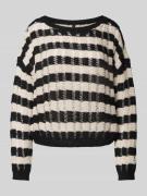Boxy fit gebreide pullover met gaatjespatroon, model 'CAPRI'
