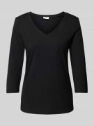 Regular fit shirt met 3/4-mouwen van katoen-jerseymix met V-hals