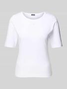 T-shirt met geribde ronde hals, model 'Tamira'
