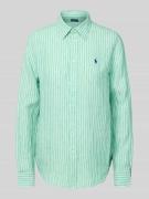 Classic fit overhemdblouse van linnen met logostitching