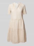 Knielange jurk met broderie anglaise