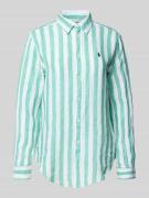 Classic fit overhemdblouse van linnen met logostitching