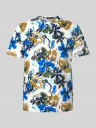 T-shirt met geribde ronde hals, model 'JEMO'
