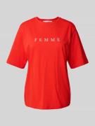 Oversized T-shirt met labelprint, model 'VILJA'