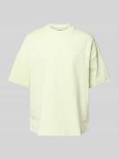 T-shirt met geribde ronde hals