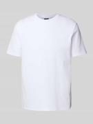 T-shirt met geribde ronde hals, model 'Fisher'