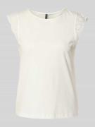 Regular fit T-shirt met broderie anglaise, model 'EMIlY'