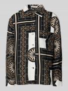 Regular fit linnen blouse met all-over motief