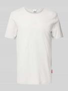 T-shirt met geribde ronde hals, model 'Cesare'