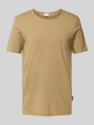 T-shirt met geribde ronde hals, model 'Cesare'