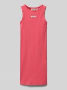 Jurk in riblook met labelstitching