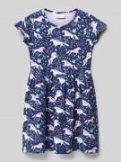 Jurk in all-over look met ronde hals