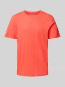 T-shirt met geribde ronde hals