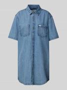 Oversized jeansjurk met borstzakken