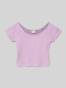 Slim fit T-shirt met off shoulder-hals
