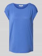 T-shirt met geribde ronde hals