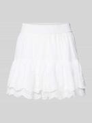 Minirok met broderie anglaise en elastische band