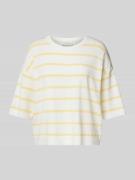 Gebreid shirt met extra brede schouders en ronde hals
