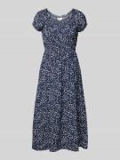 Midi-jurk van viscose met elastische tailleband