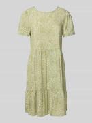 Knielange jurk van viscose in laagjeslook