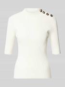 Gebreid shirt met sierknopen en 1/2-mouwen