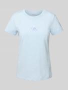 T-shirt met labelprint en geribde ronde hals