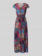 Maxi-jurk van viscose met V-hals