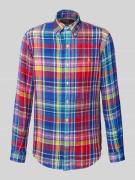 Custom fit linnen overhemd met button-downkraag