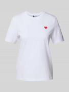 Regular fit T-shirt met motiefstitching, model 'PAULINA'