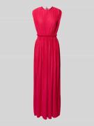 Maxi-jurk met plissévouwen en ronde hals