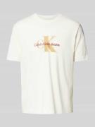 T-shirt met labelprint en ronde hals