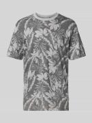 T-shirt met geribde ronde hals, model 'PERRY'