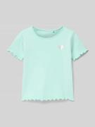 T-shirt in riblook met ronde hals