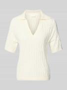 Gebreid shirt met platte kraag en V-hals