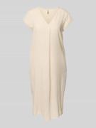 Knielange jurk van een mix van linnen en viscose, model 'Ina'