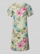 Knielange linnen jurk met ronde hals